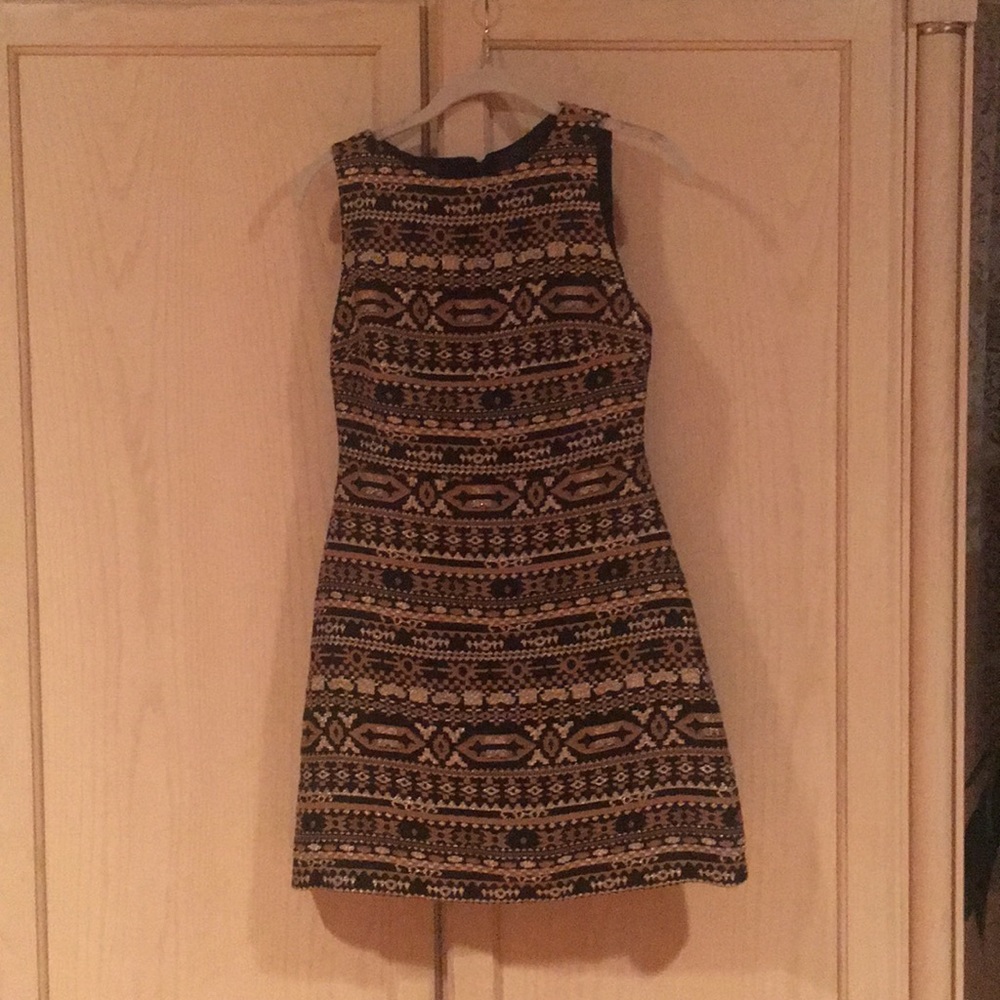 Alice and Olivia Wilcox a line gold black dress